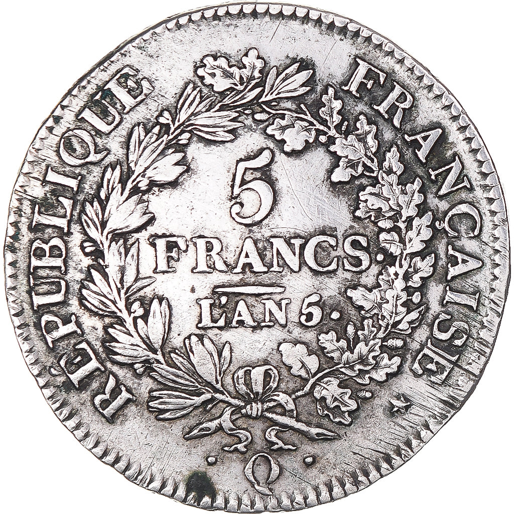 Coin, France, Union et Force, 5 Francs, AN 5, Perpignan, VF(30-35), Silver