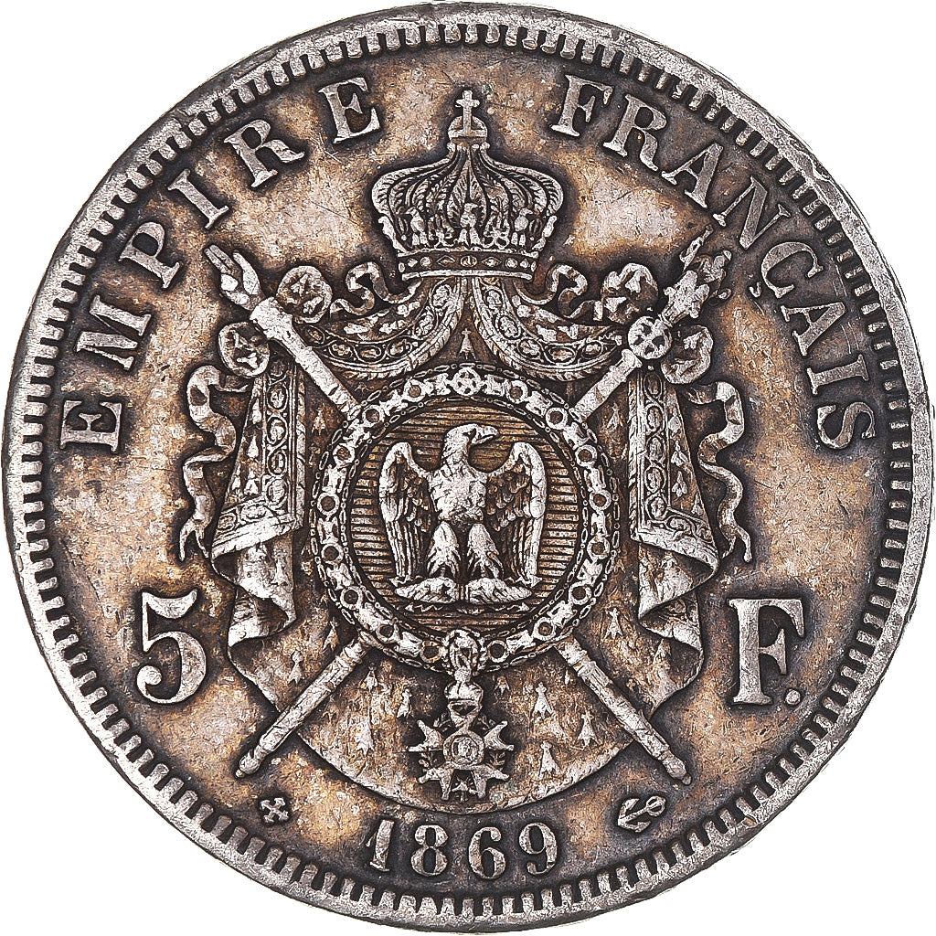 Monnaie, France, Napoléon III, 5 Francs, 1869, Strasbourg, TTB, Argent