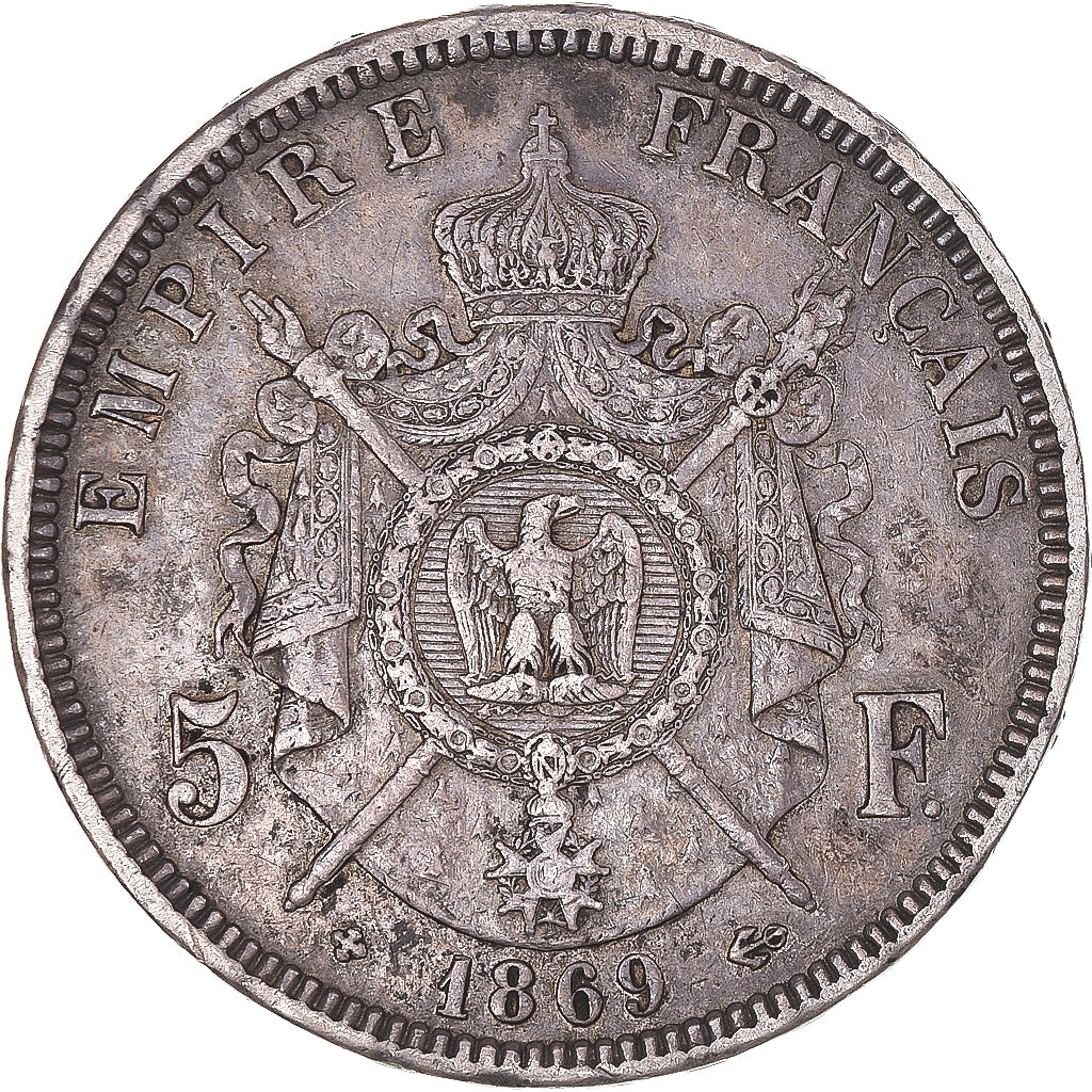 Coin, France, Napoléon III, 5 Francs, 1869, Strasbourg, EF(40-45), Silver