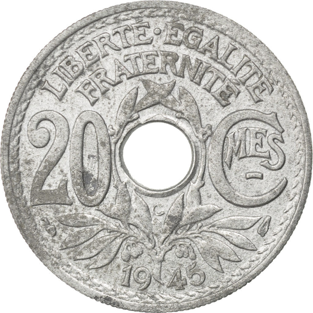FRANCE, Lindauer, 20 Centimes, 1945, Castelsarrasin, KM #907.3, EF(40-45),...