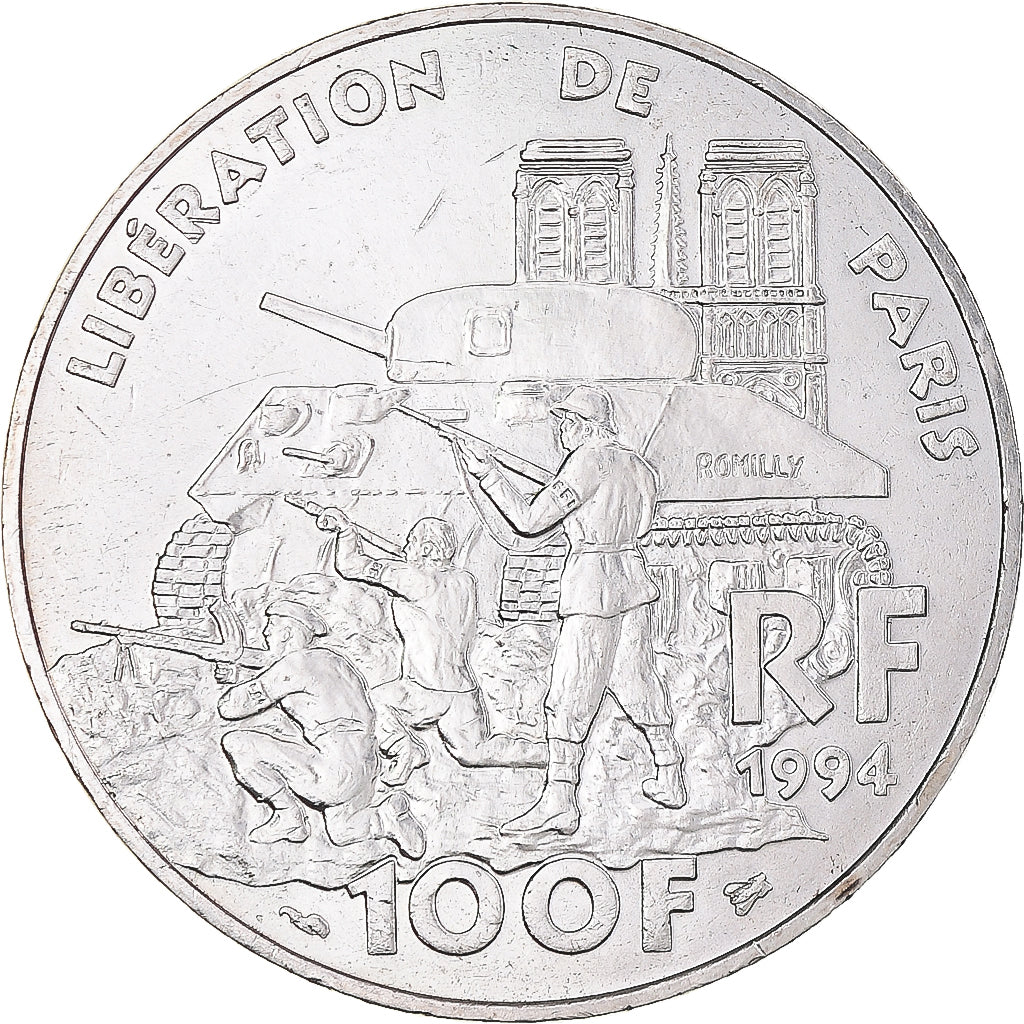 Coin, France, Libération de Paris, 100 Francs, 1994, Paris, MS(60-62), Silver