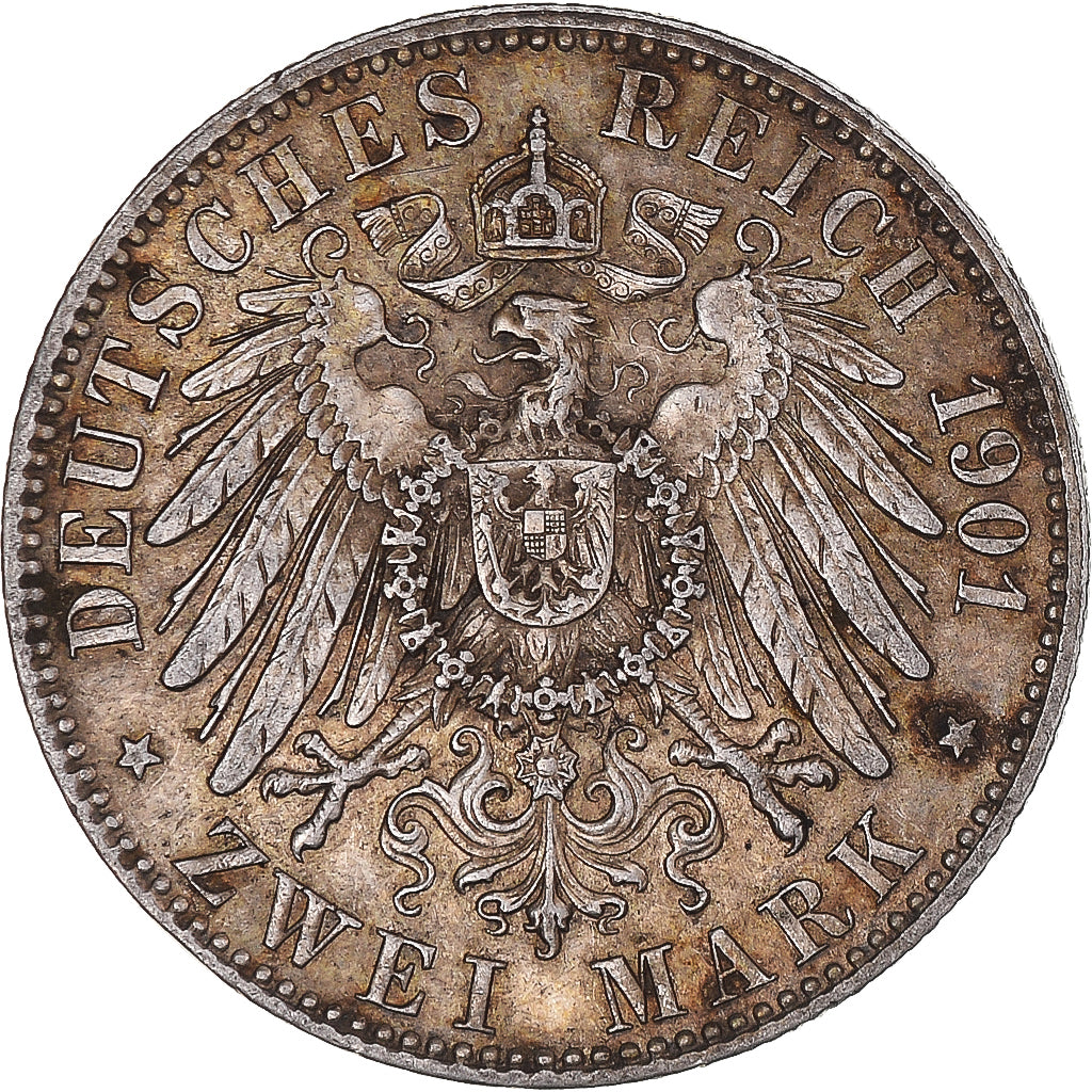 Moneta, Stati tedeschi, PRUSSIA, Wilhelm II, 2 Mark, 1901, Berlin, BB, Argento