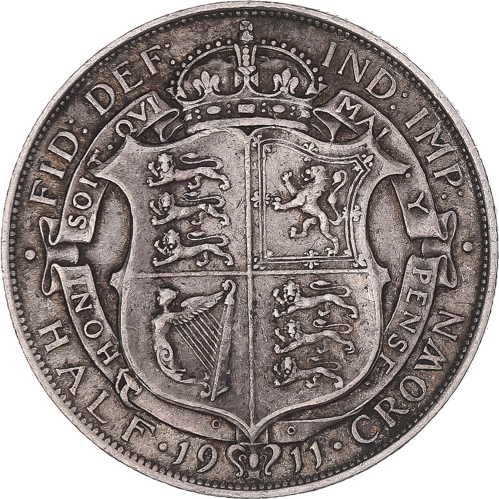 Coin, Great Britain, George V, 1/2 Crown, 1911, EF(40-45), Silver, KM:818.1