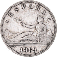 Coin, Spain, Provisional Government, 2 Pesetas, 1869, Madrid, EF(40-45), Silver