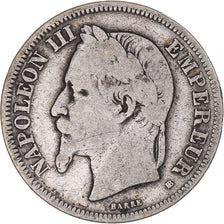 Coin, France, Napoleon III, 2 Francs, 1866, Strasbourg, VF(20-25), Silver