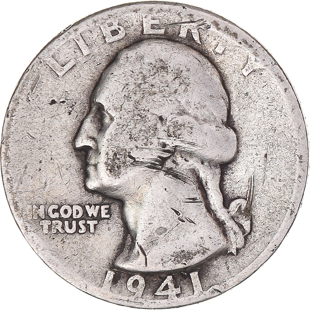 Coin, United States, Washington Quarter, Quarter, 1941, U.S. Mint, Denver