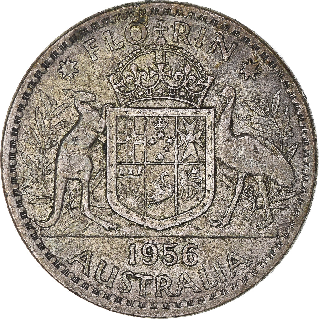 Coin, Australia, Elizabeth II, Florin, 1956, Melbourne, AU(50-53), Silver, KM:60