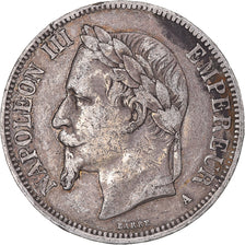 Moneda, Francia, Napoleon III, 5 Francs, 1867, Paris, MBC, Plata, KM:799.1