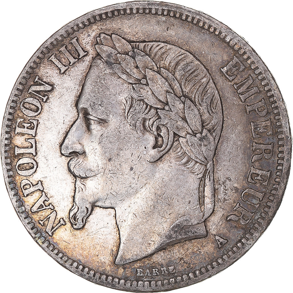 Moneda, Francia, Napoleon III, 5 Francs, 1867, Paris, MBC, Plata, KM:799.1