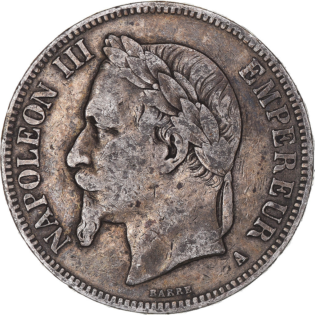Moeda, França, Napoleon III, 5 Francs, 1868, Paris, VF(30-35), Prata, KM:799.1