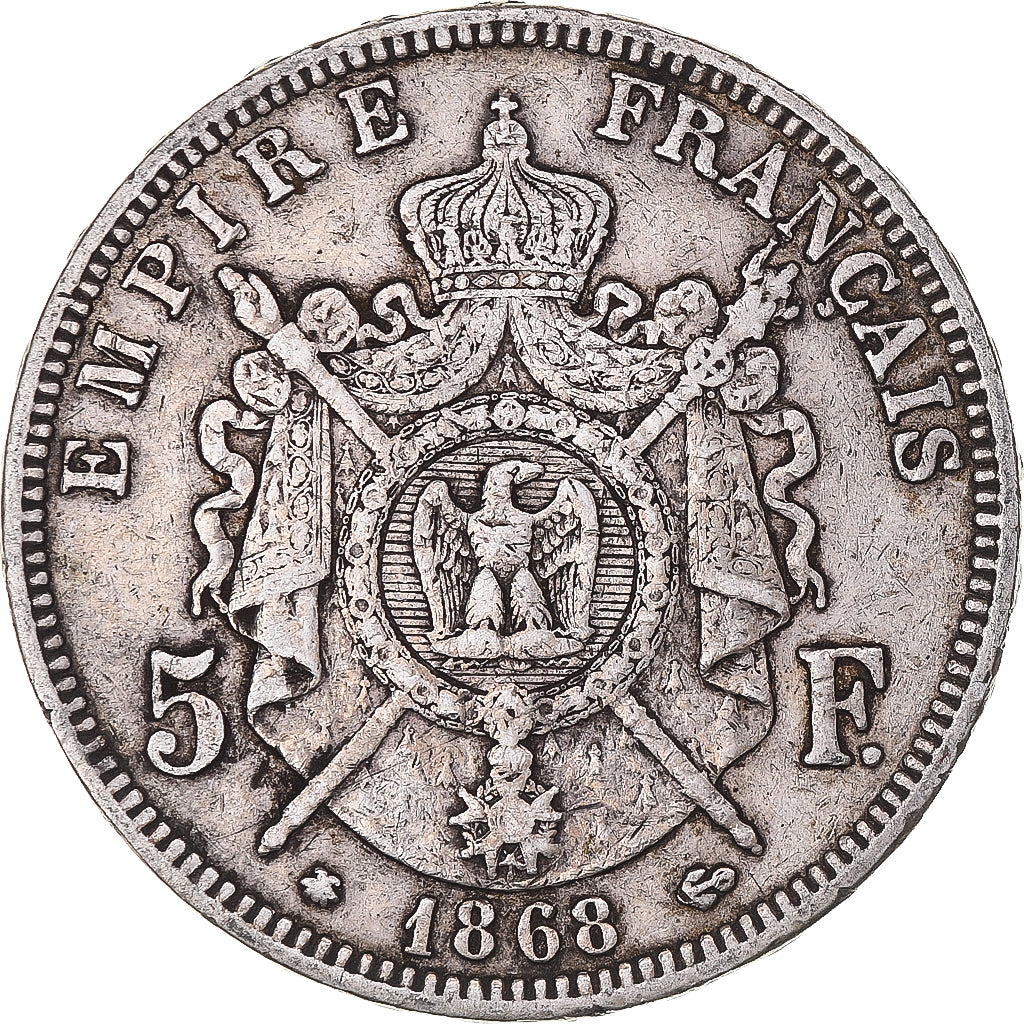 Monnaie, France, Napoleon III, 5 Francs, 1868, Paris, TB+, Argent, Gadoury:739