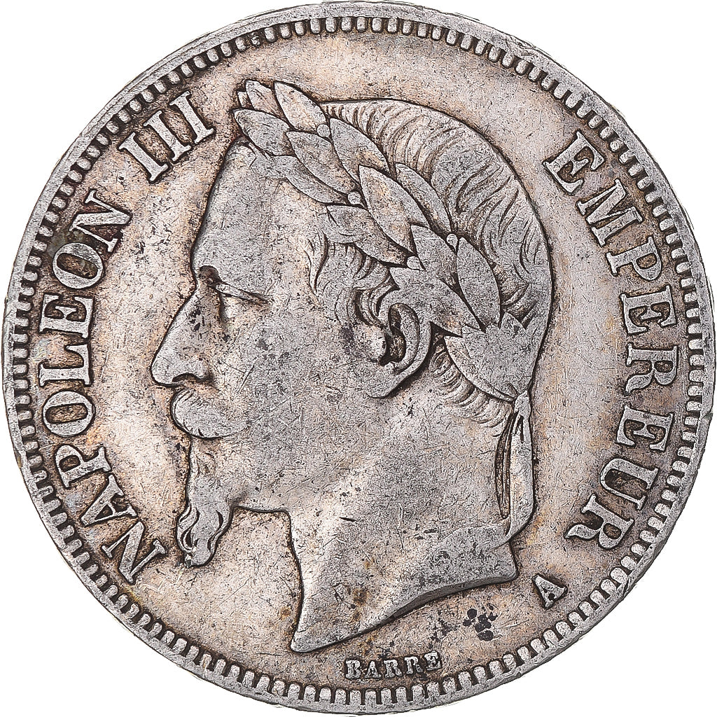 Moeda, França, Napoleon III, 5 Francs, 1868, Paris, VF(30-35), Prata, KM:799.1