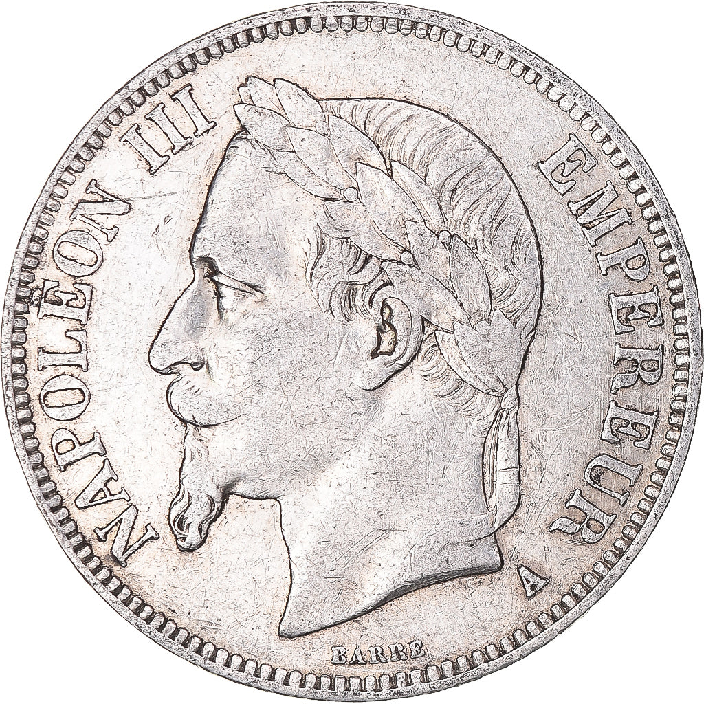 Munten, Frankrijk, Napoleon III, 5 Francs, 1868, Paris, FR+, Zilver, KM:799.1
