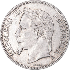 Munten, Frankrijk, Napoleon III, 5 Francs, 1868, Paris, FR+, Zilver, KM:799.1
