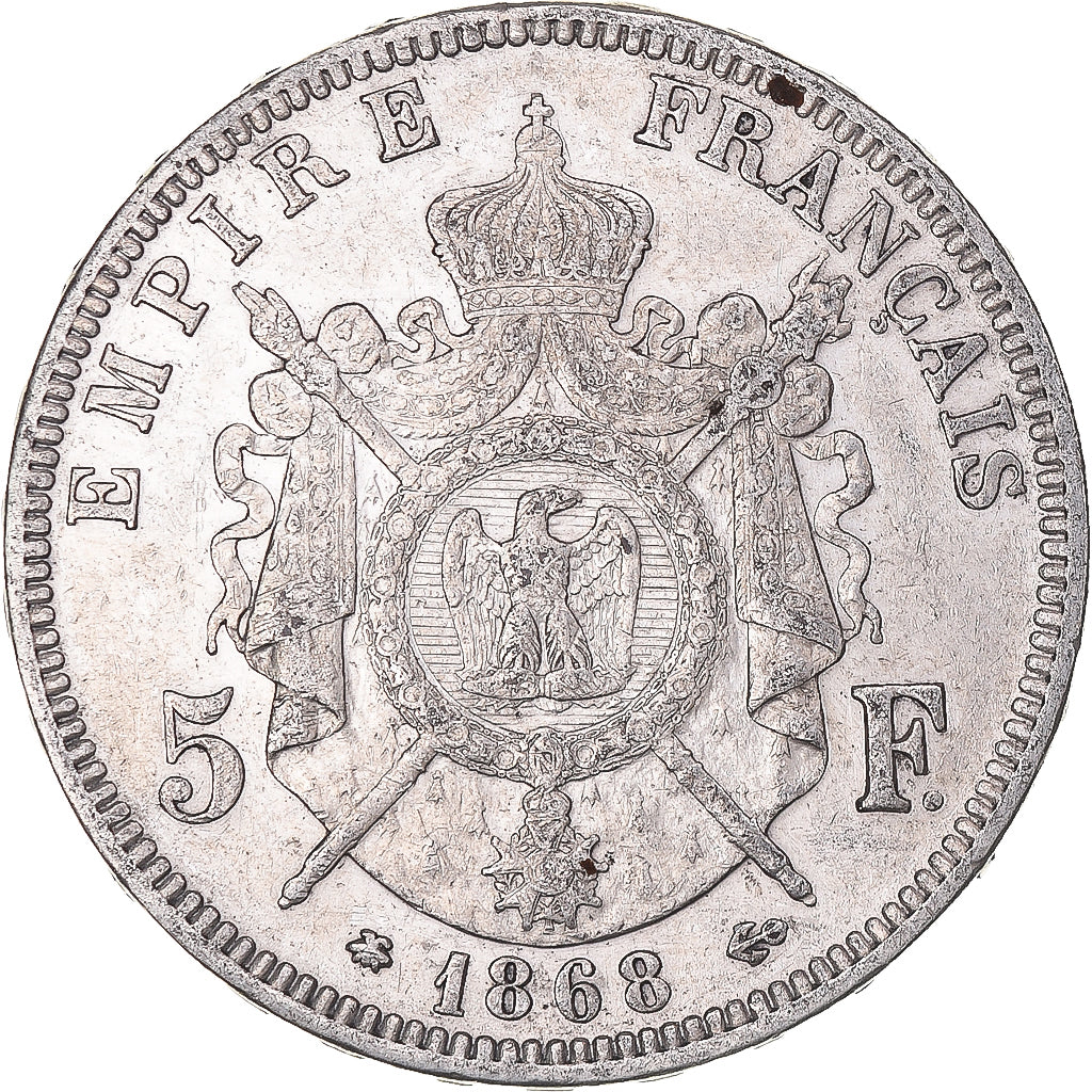 Moneta, Francja, Napoleon III, 5 Francs, 1868, Paris, EF(40-45), Srebro