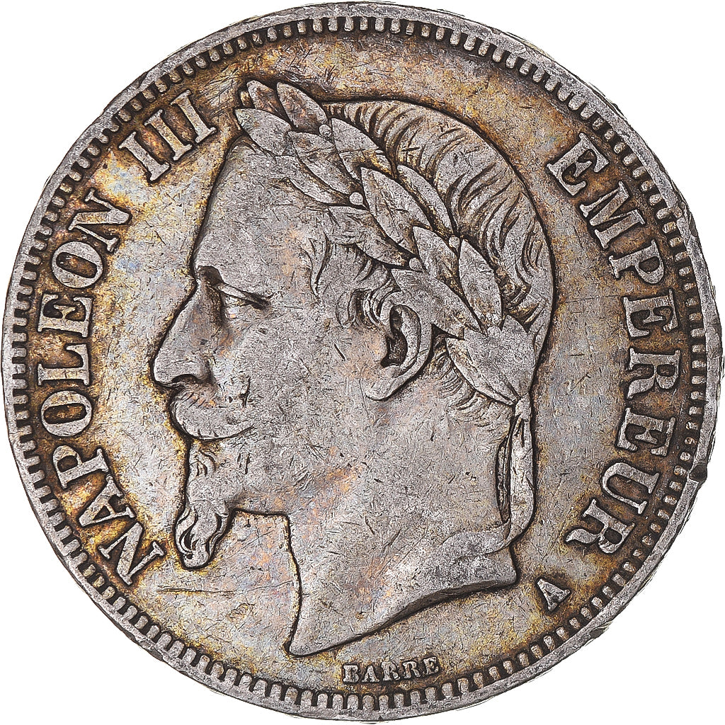 Moneda, Francia, Napoleon III, 5 Francs, 1868, Paris, MBC, Plata, KM:799.1