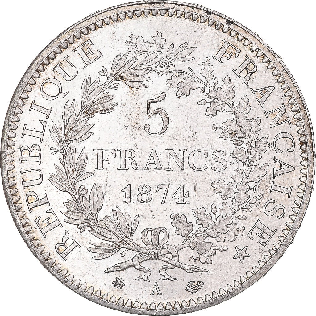 Coin, France, Hercule, 5 Francs, 1874, Paris, AU(55-58), Silver, KM:820.1