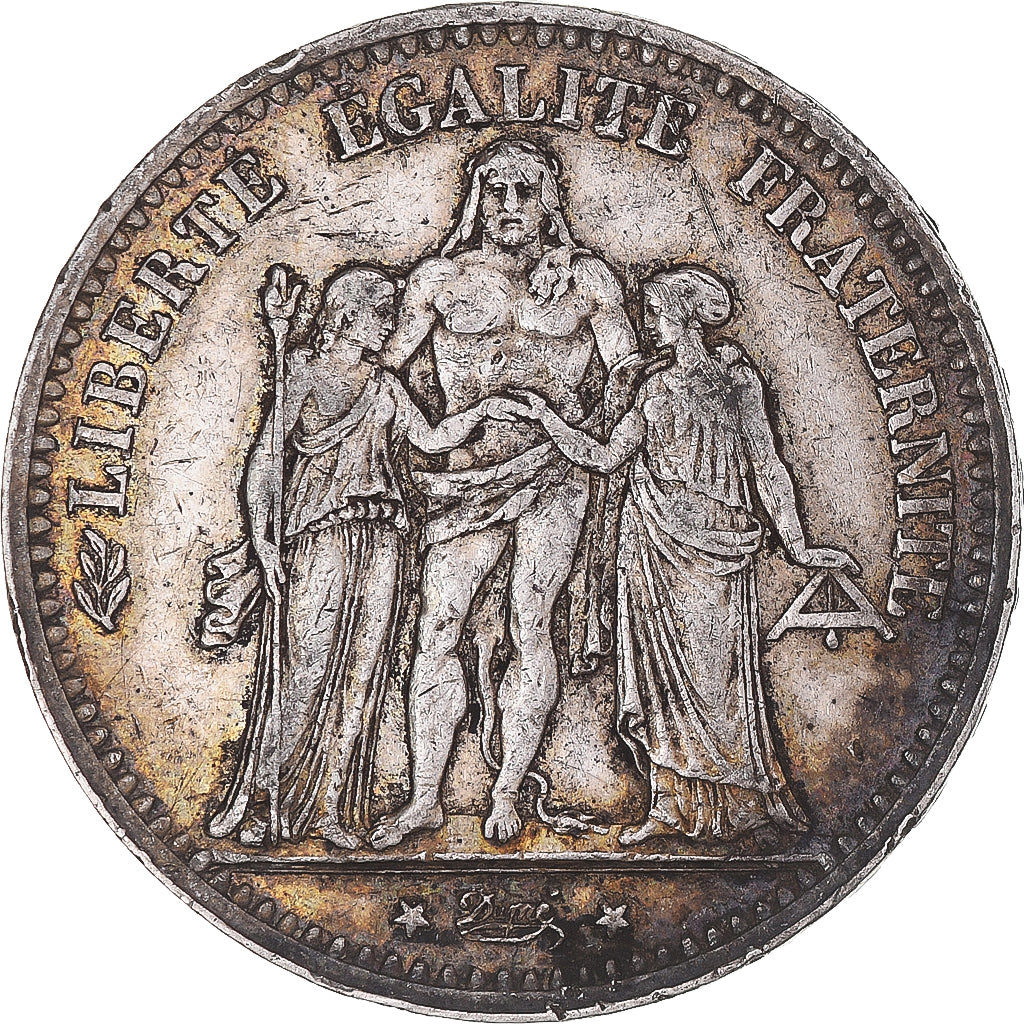 Moneta, Francja, Hercule, 5 Francs, 1875, Paris, VF(30-35), Srebro, KM:820.1