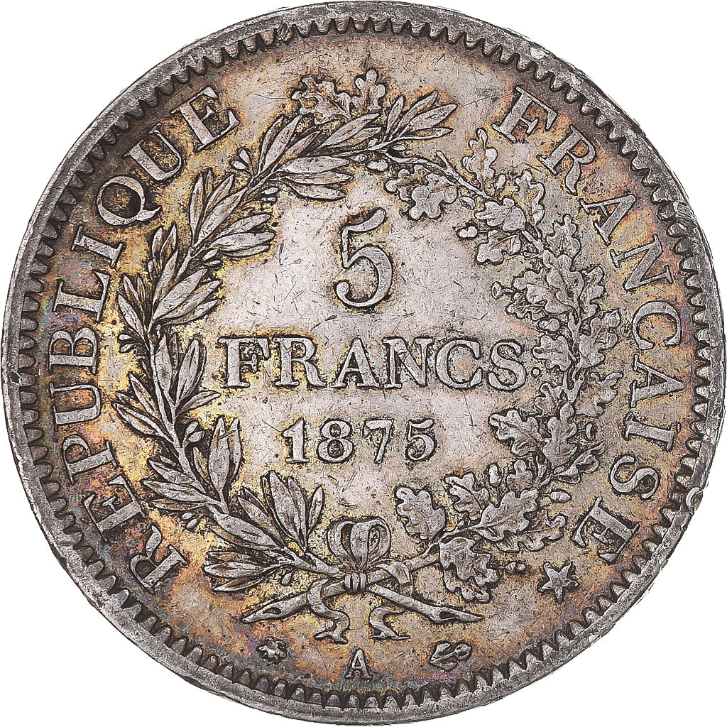 Moneta, Francja, Hercule, 5 Francs, 1875, Paris, VF(30-35), Srebro, KM:820.1