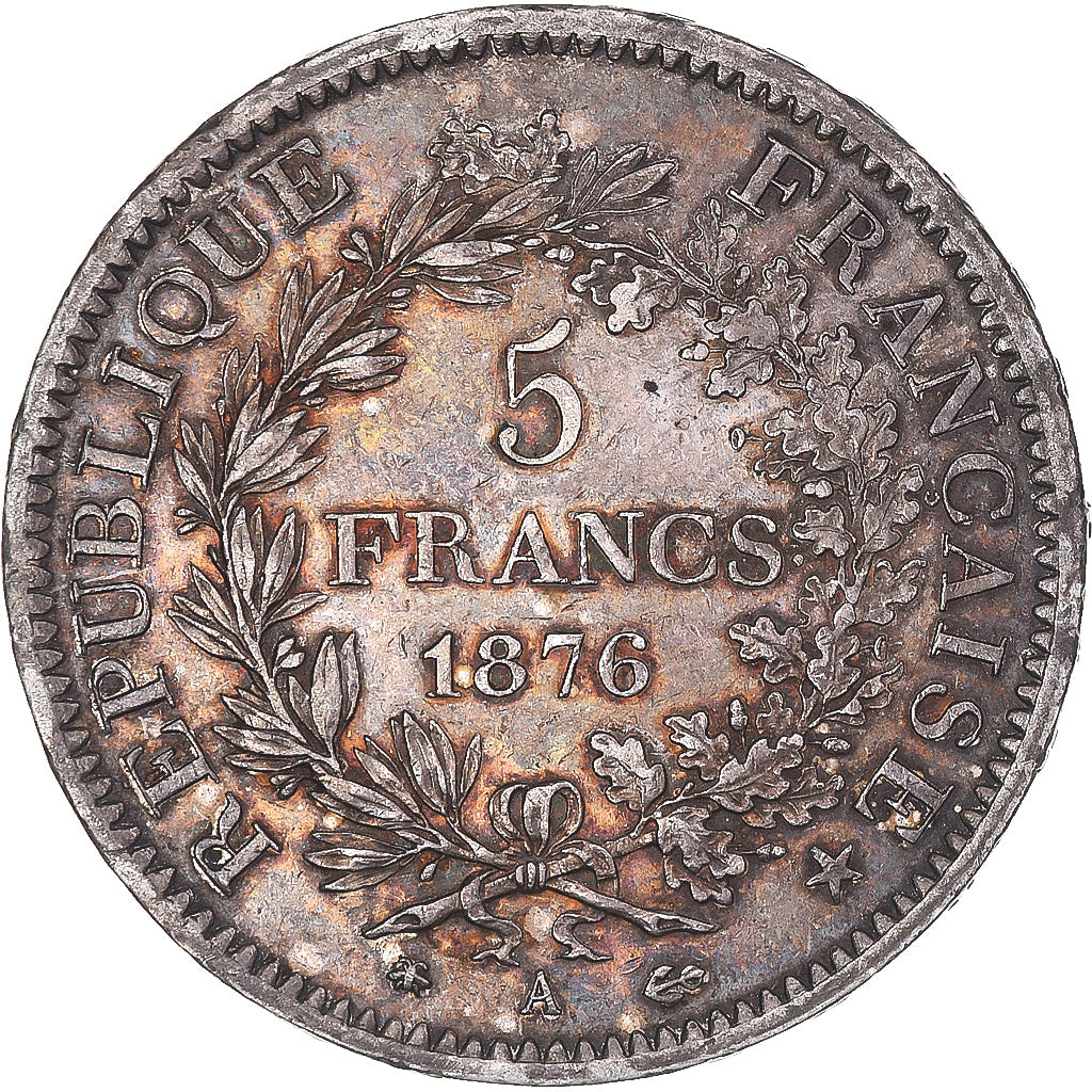 Moneta, Francia, Hercule, 5 Francs, 1876, Paris, BB, Argento, KM:820.1