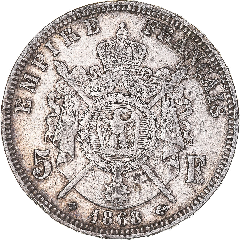 Coin, France, Napoleon III, 5 Francs, 1868, Strasbourg, VF(30-35), Silver