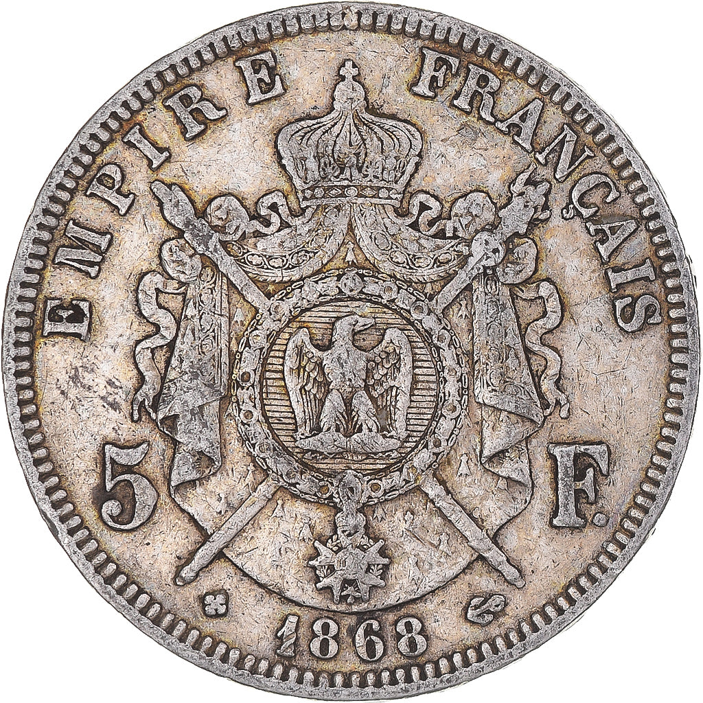 Coin, France, Napoleon III, 5 Francs, 1868, Strasbourg, VF(30-35), Silver