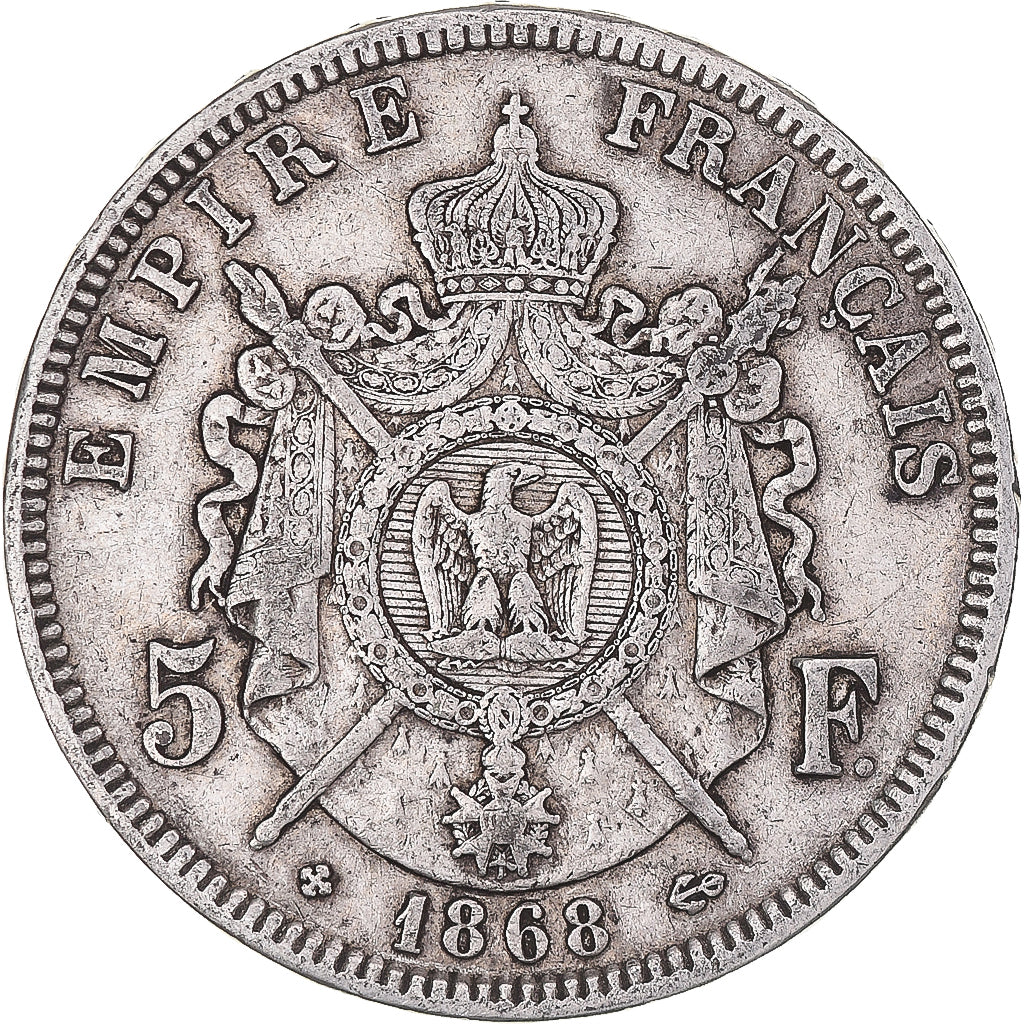 Monnaie, France, Napoleon III, 5 Francs, 1868, Strasbourg, TB+, Argent