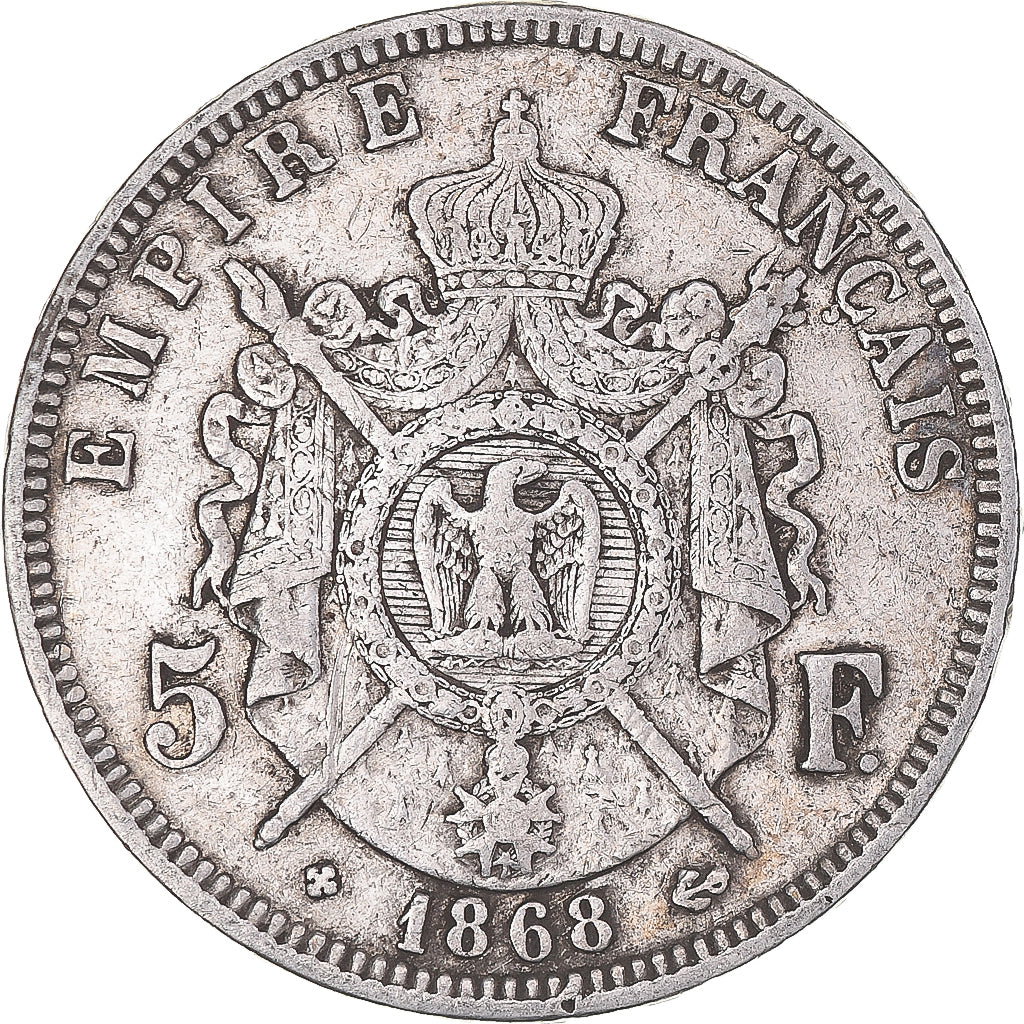 Coin, France, Napoleon III, 5 Francs, 1868, Strasbourg, VF(20-25), Silver