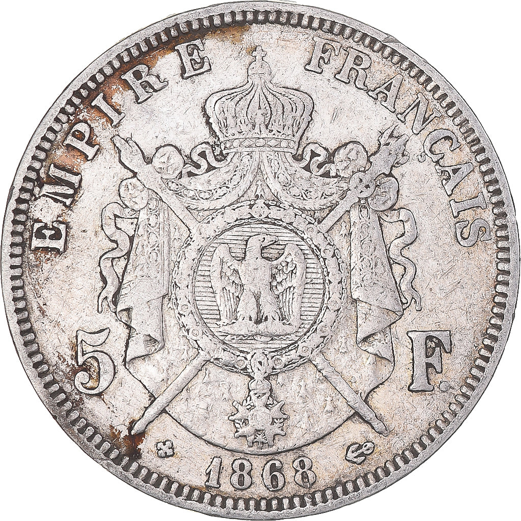 Coin, France, Napoleon III, 5 Francs, 1868, Strasbourg, VF(20-25), Silver
