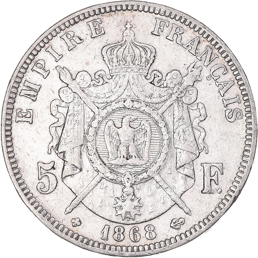 Coin, France, Napoleon III, 5 Francs, 1868, Strasbourg, VF(20-25), Silver