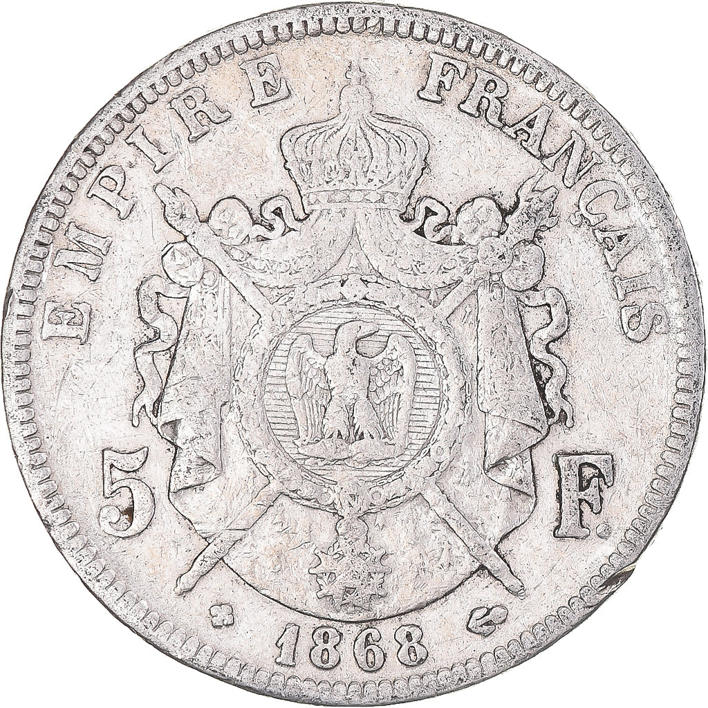 Coin, France, Napoleon III, 5 Francs, 1868, Strasbourg, VF(20-25), Silver