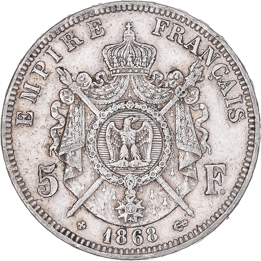 Coin, France, Napoleon III, 5 Francs, 1868, Strasbourg, EF(40-45), Silver