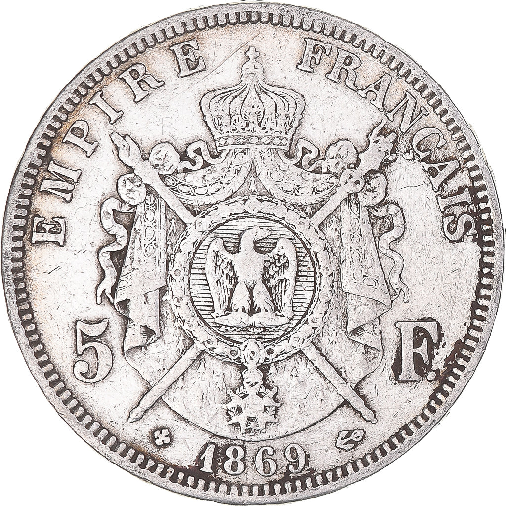Coin, France, Napoléon III, 5 Francs, 1869, Strasbourg, VF(30-35), Silver