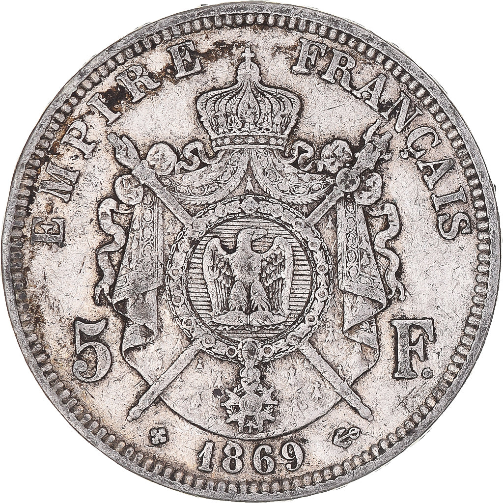 Coin, France, Napoléon III, 5 Francs, 1869, Strasbourg, VF(30-35), Silver