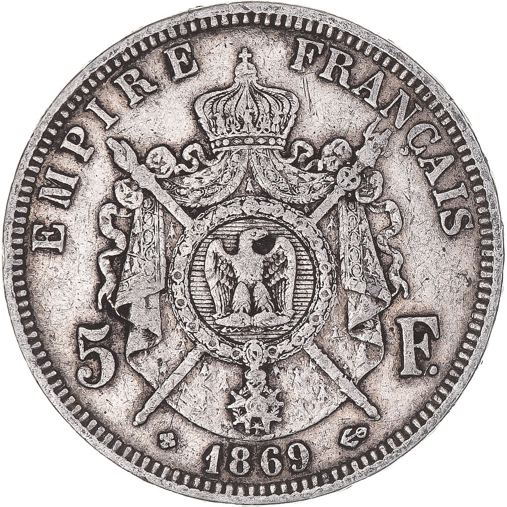Coin, France, Napoléon III, 5 Francs, 1869, Strasbourg, VF(30-35), Silver