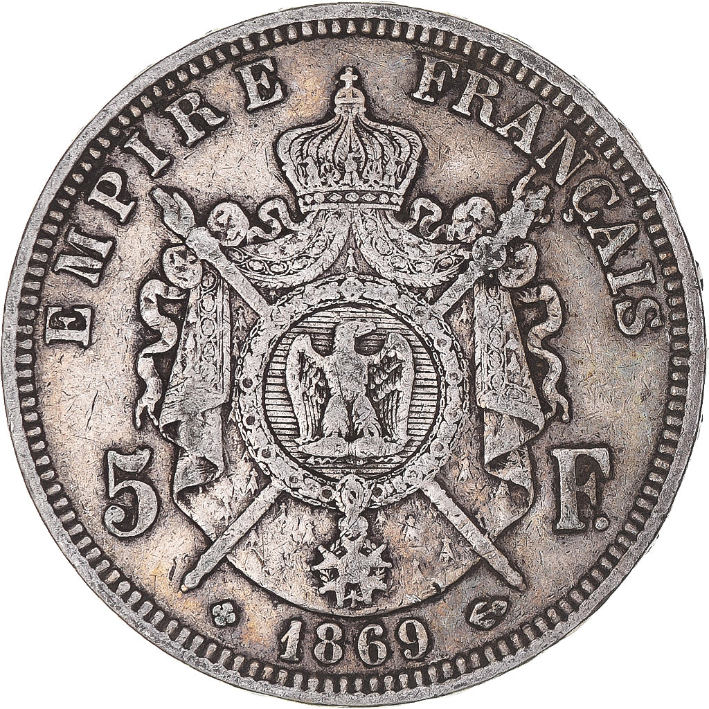 Coin, France, Napoléon III, 5 Francs, 1869, Strasbourg, VF(30-35), Silver