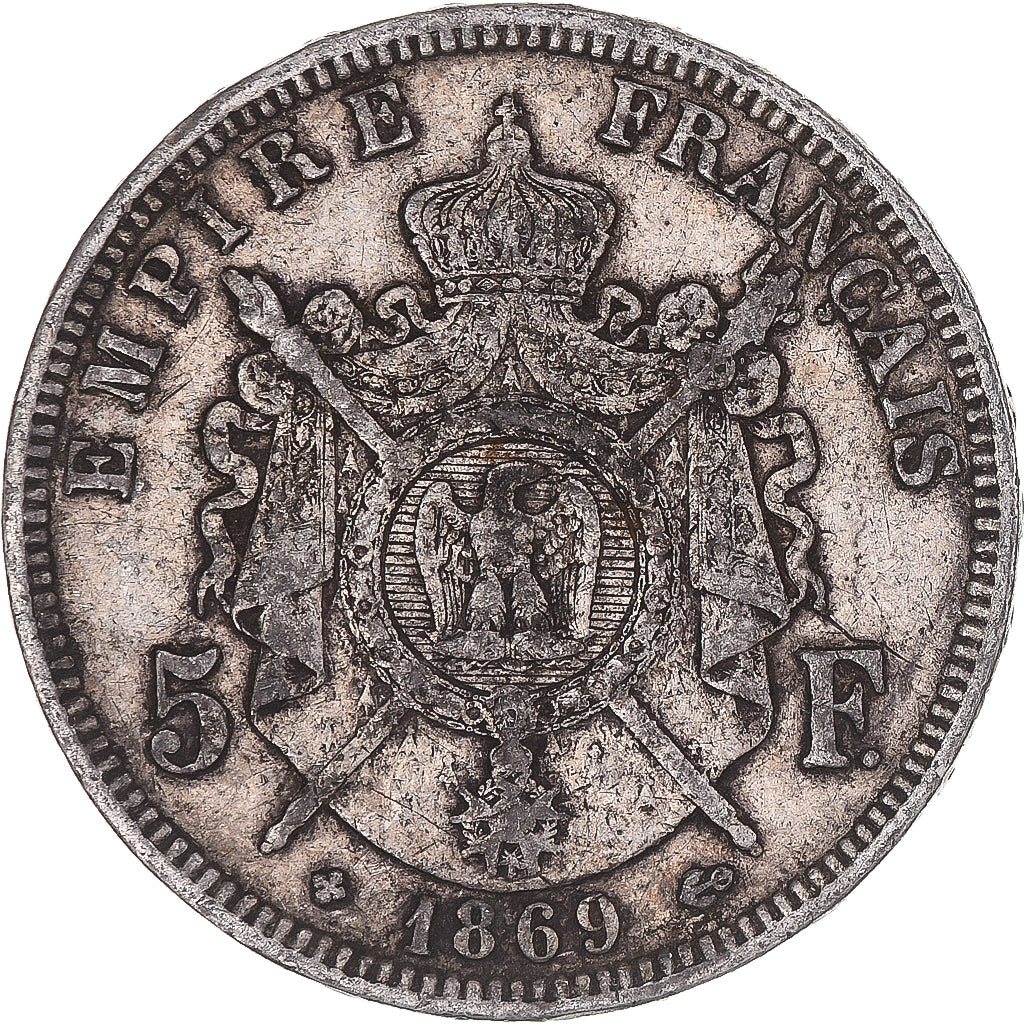 Coin, France, Napoléon III, 5 Francs, 1869, Strasbourg, VF(30-35), Silver