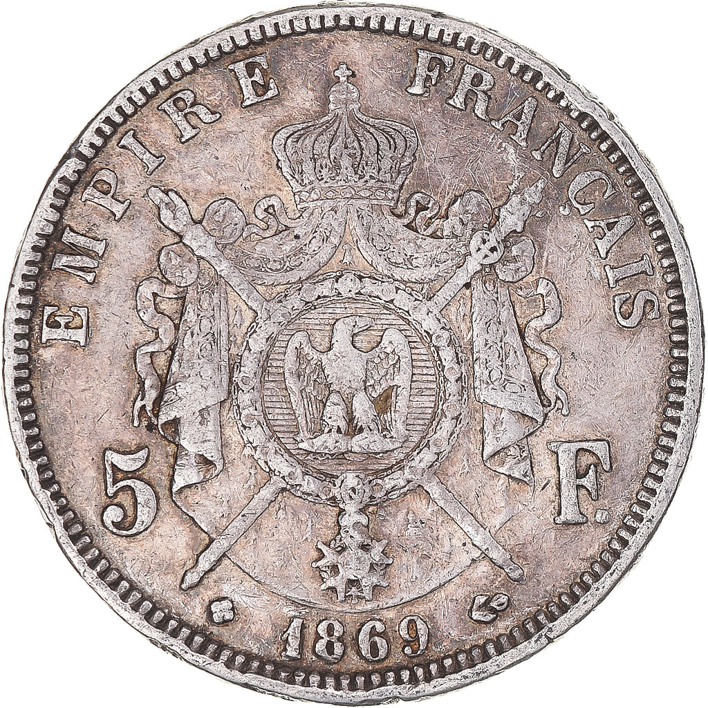 Coin, France, Napoléon III, 5 Francs, 1869, Strasbourg, VF(30-35), Silver