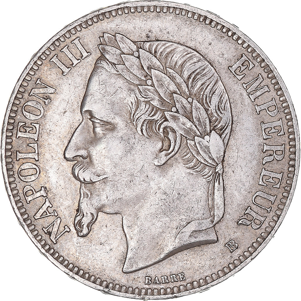 Moneta, Francja, Napoléon III, 5 Francs, 1870, Strasbourg, AU(50-53), Srebro