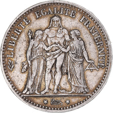 Coin, France, Hercule, 5 Francs, 1874, Bordeaux, EF(40-45), Silver, KM:820.2, Le