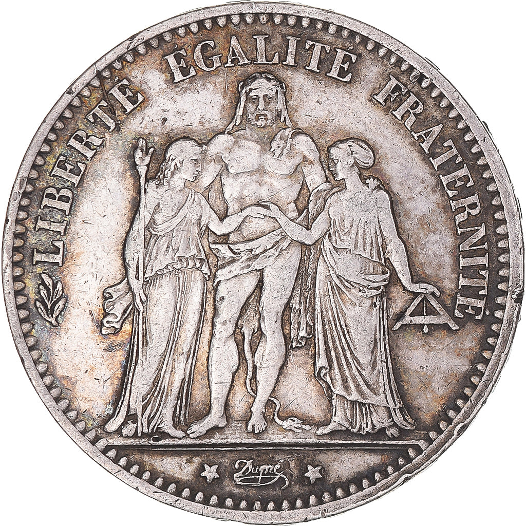 Coin, France, Hercule, 5 Francs, 1875, Bordeaux, EF(40-45), Silver, KM:820.2