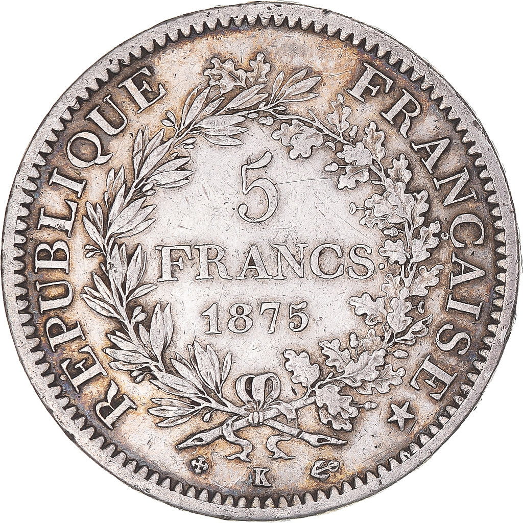 Coin, France, Hercule, 5 Francs, 1875, Bordeaux, EF(40-45), Silver, KM:820.2