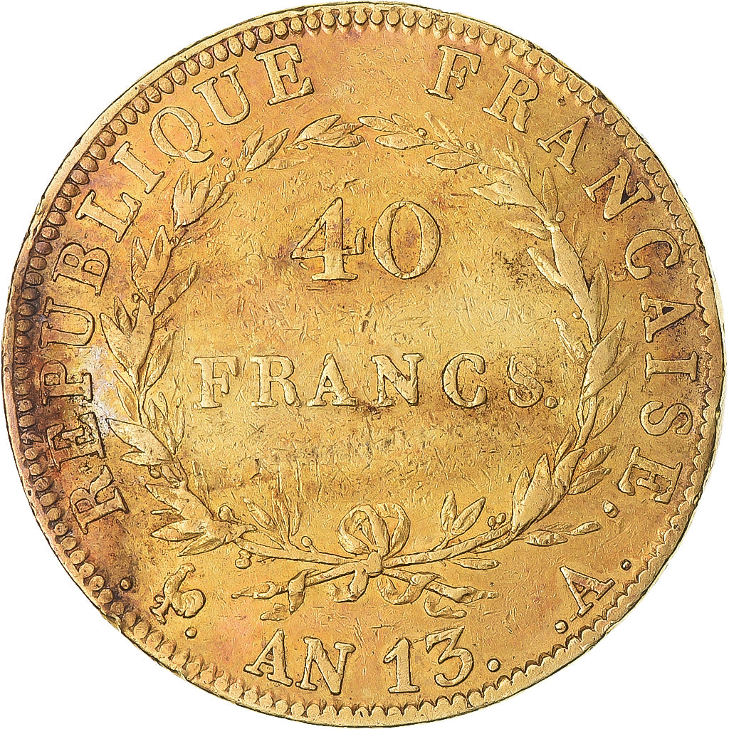 Münze, Frankreich, Napoleon I, 40 Francs, AN 13, Paris, S+, Gold, KM:664.1, Le