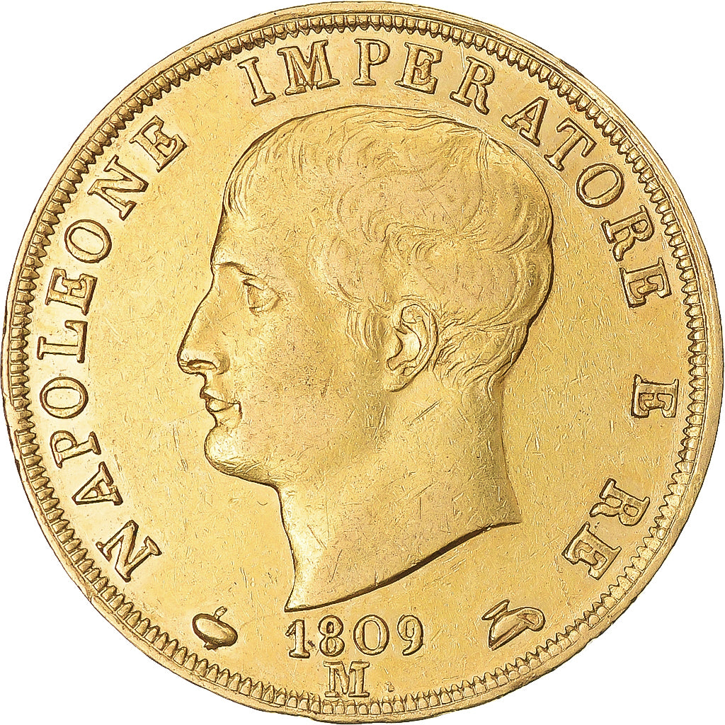 Monnaie, États italiens, KINGDOM OF NAPOLEON, Napoleon I, 40 Lire, 1809, Milan