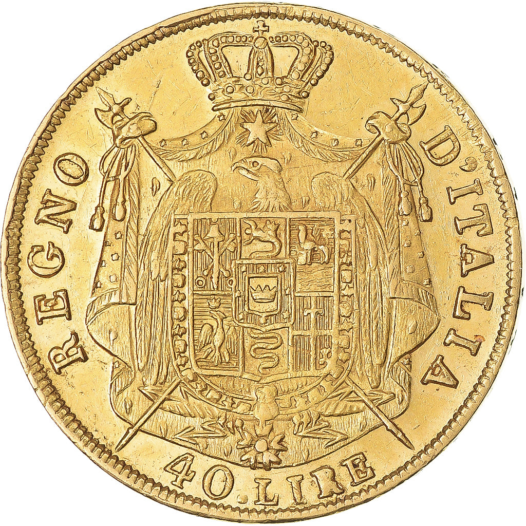 Monnaie, États italiens, KINGDOM OF NAPOLEON, Napoleon I, 40 Lire, 1809, Milan
