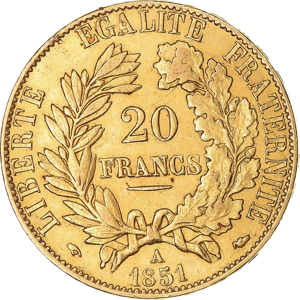 Monnaie, France, Cérès, 20 Francs, 1851, Paris, TTB+, Or, Gadoury:1059, KM:762