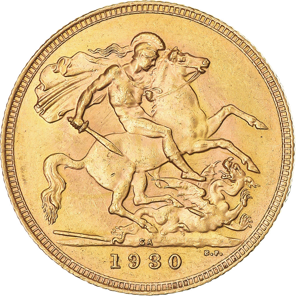 Moneda, Sudáfrica, George V, Sovereign, 1930, EBC+, Oro, KM:A22