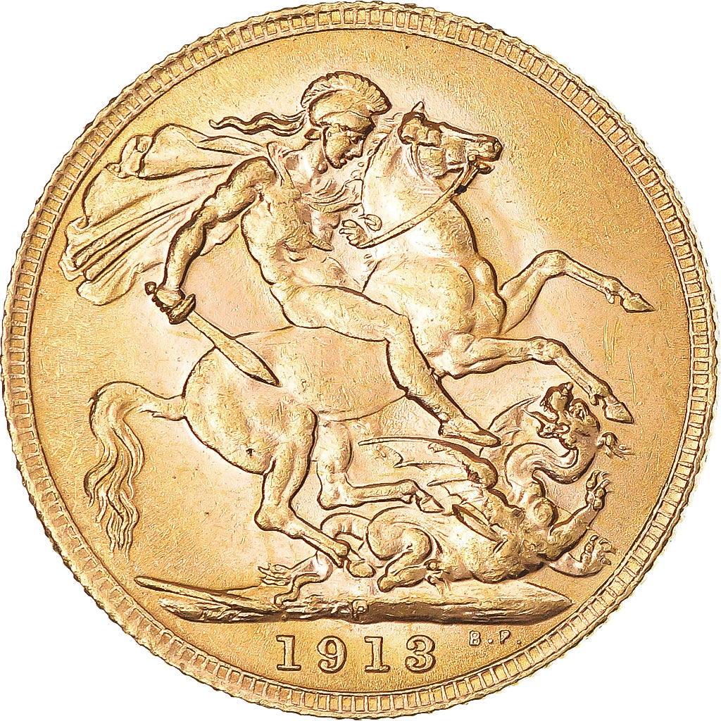 Coin, Australia, George V, Sovereign, 1913, Perth, MS(60-62), Gold, KM:29