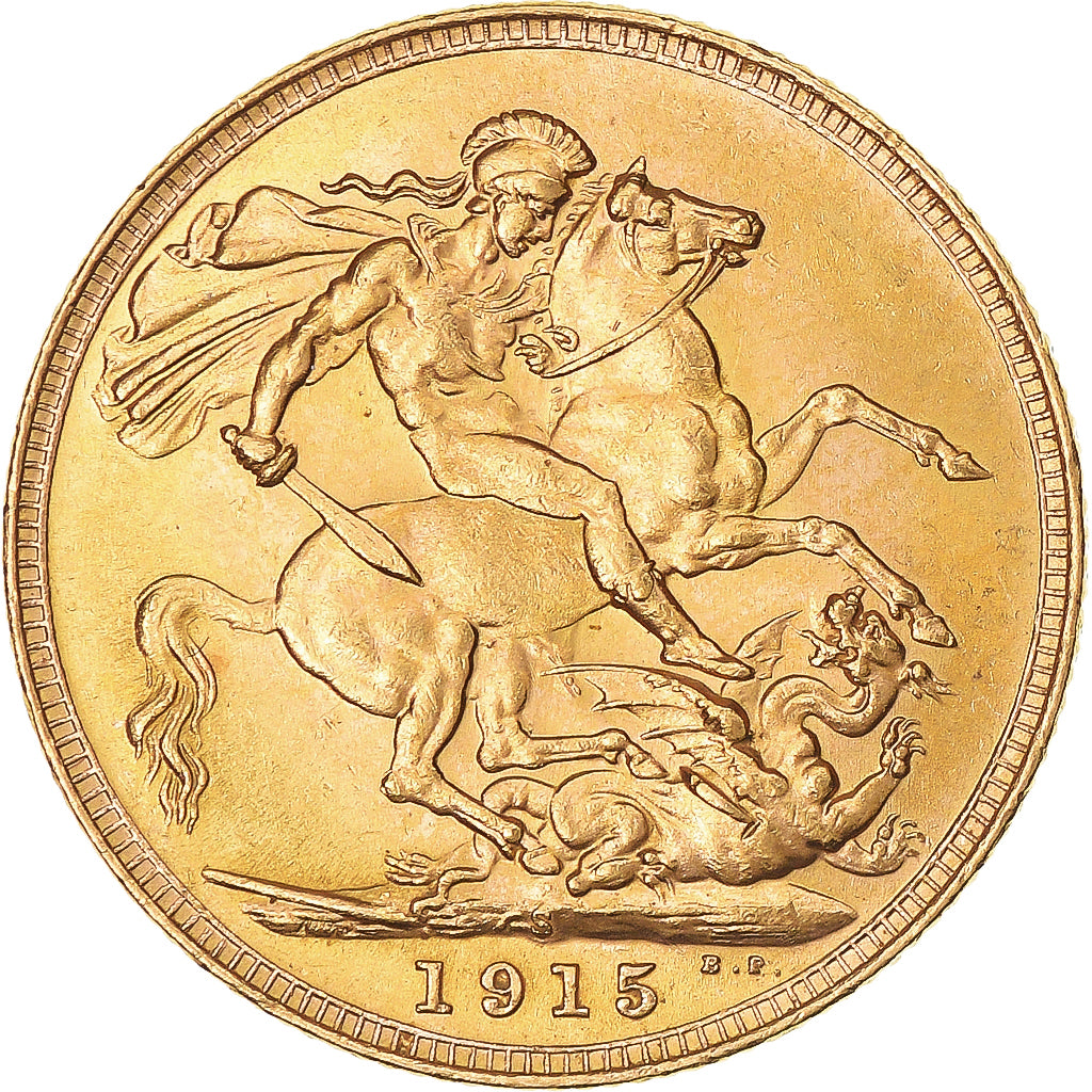 Coin, Australia, George V, Sovereign, 1915, Sydney, MS(63), Gold, KM:29
