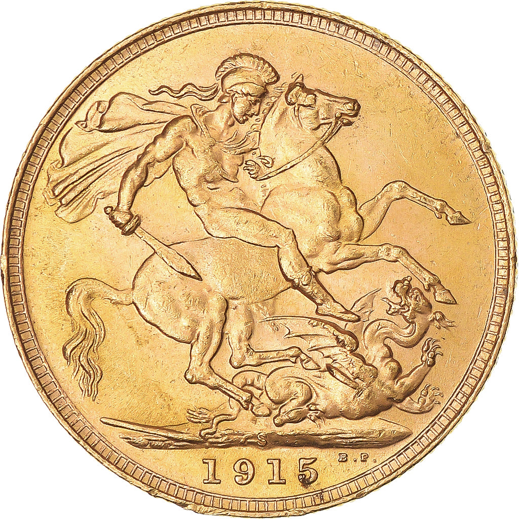 Moneda, Australia, George V, Sovereign, 1915, Sydney, SC, Oro, KM:29